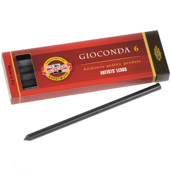 Грифели для цанговых карандашей Koh-I-Noor "Gioconda", 6B, 5,6мм, 6шт, круглый, пласт.короб, комплект 6 шт