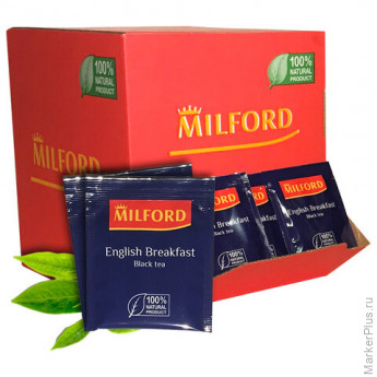 Чай MILFORD "English Breakfast" черный, 200 пакетиков в конвертах по 1,75 г, 6990 РК