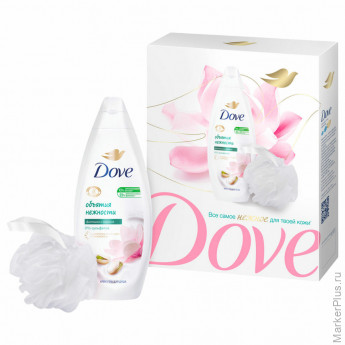 Подарочный набор DOVE "Фисташковый крем": крем-гель для душа 250 мл + мочалка для тела