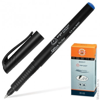 Ручка-роллер KOH-I-NOOR трехгранная, корпус черный, толщина письма 0,3 мм, синяя, 7780571701KS