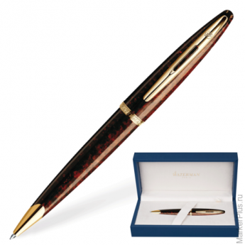 Ручка шариковая WATERMAN "Carene GT", корпус коричневый, нерж.сталь, позолоченные детали, S0700940,с