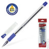 Ручки шариковые масляные BRAUBERG, набор 3 шт., "Max-oil", c грипом, корпус прозрачный, 0,7 мм, синие, 142145