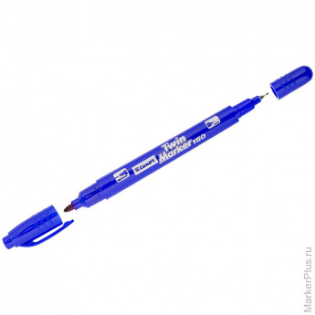 Маркер перманентный двухсторонний Luxor '150' синий, пулевидный, 0,7/1мм, 12 шт/в уп