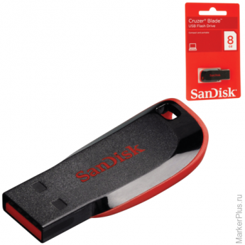 Флэш-диск 8 GB, SANDISK Cruzer Blade, USB 2.0, черный