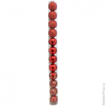 Набор пластиковых шаров 12 шт, 50 мм, красный