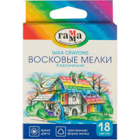Мелки восковые Гамма 'Классические', 18цв., трехгранные, картон, европодвес, 2 шт/в уп