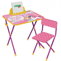 Комплект детской мебели розовый ПРИНЦЕССА: cтол + стул, пенал, BRAUBERG NIKA KIDS, 532635