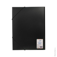Папка на резинке OfficeSpace А4, 500мкм, черная, 3 шт/в уп