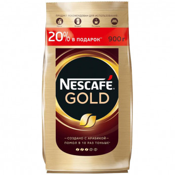 Кофе растворимый Nescafe 'Gold', сублимированный, с молотым, тонкий помол, мягкая упаковка, 900г