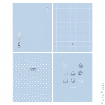 Тетрадь 80л., А5, клетка BG "Blue&silver", тиснение фольгой
