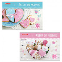 Альбом для рисования А4 24 л., скоба, обложка картон, BRAUBERG, 202х285 мм, 'Вкусняшки' (2 вида), 105608, ассорти