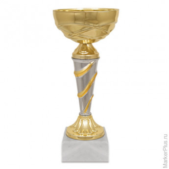 Кубок металлический "Мол" (80х80х190 мм), основание мрамор, "золото", стем "серебро", 8457-190-000