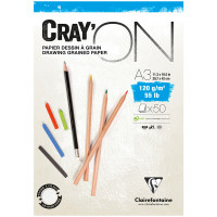 Блокнот для эскизов и зарисовок 50л. А3 на склейке Clairefontaine "Cray'ON", 120г/м2, мелкозерн.