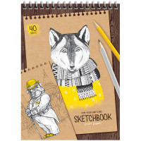 Скетчбук 40л. А5 на гребне ArtSpace 'Craft style', 80г/м2, крафт