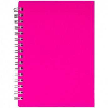Записная книжка А6 80л. на гребне "DIAMOND NEON- Розовая", пластиковая обложка
