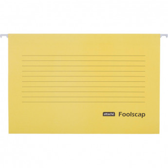 Папка подвесная Attache Foolscap, картон желтый, до 200л., 5шт/уп, комплект 5 шт