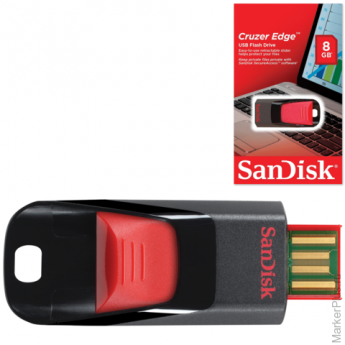 Флэш-диск 8 GB, SANDISK Cruzer Edge, USB 2.0, черный