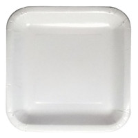 Тарелка одноразовая бум. 18см квадрат., белая, мелованная 240г/м2, 50шт/уп, комплект 50 шт