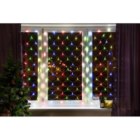 Гирлянда Сеть 1,8х1,5м, прозрачный ПВХ, 180 LED Мультиколор 215-139