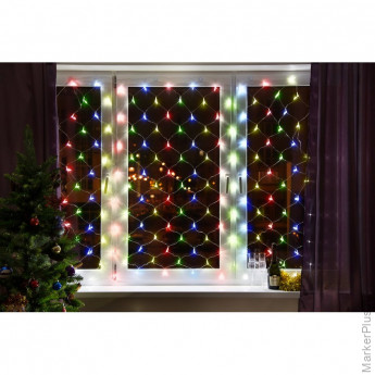 Гирлянда Сеть 1,8х1,5м, прозрачный ПВХ, 180 LED Мультиколор 215-139