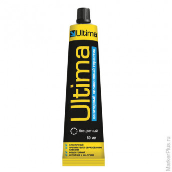 Герметик ULTIMA, силиконовый, санитарный, бесцветный, тюбик, объем 80 мл, USTDN80107