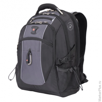 Рюкзак WENGER, универсальный, черный, серые вставки, 38 литров, 34х23х48 см, 6677204410