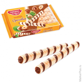 Вафли-трубочки ЯШКИНО "Ореховые", с шоколадно-ореховой начинкой, 190 г, КВ328