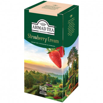 Чай Ahmad Tea 'Strawberry Cream', черный, с аром. клубники со сливками, 25 пакетиков по 1,5г