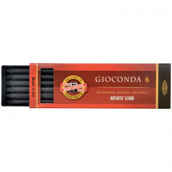 Грифели для цанговых карандашей Koh-I-Noor 'Gioconda', H, 5,6мм, 6шт, круглый, пластик. короб, комплект 6 шт