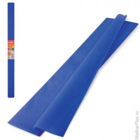 Цветная бумага крепированная BRAUBERG, плотная, растяжение до 45%, 32 г/м2, рулон, синяя, 50х250 см, 126535