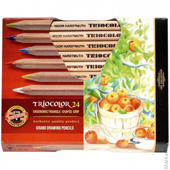 Карандаши цветные Koh-I-Noor 'Jumbo Triocolor 3151' 24цв, трехгран., утолщен., неокр. корпус, картон.