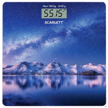 Весы напольные SCARLETT SC-BS33E022, электронные, вес до 180 кг, квадратные, стекло, звездное небо Весы напольные SCARLETT SC-BS33E022, электронные, вес до 180 кг, квадратные, стекло, звездное небо