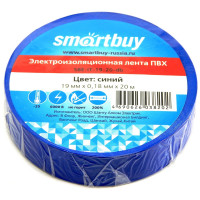 Изолента Smartbuy, 19мм*20м, 180мкм, синяя, инд. упаковка, 10 шт/в уп