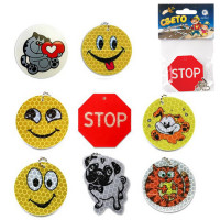 Брелок-подвеска СВЕТООТРАЖАЮЩИЙ, 50 мм, пластик, с рисунком, АССОРТИ, ш/к ХХХХХ