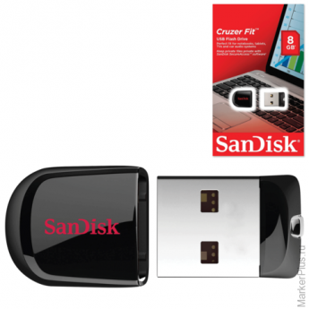Флэш-диск 8 GB, SANDISK Cruzer Fit, USB 2.0, черный