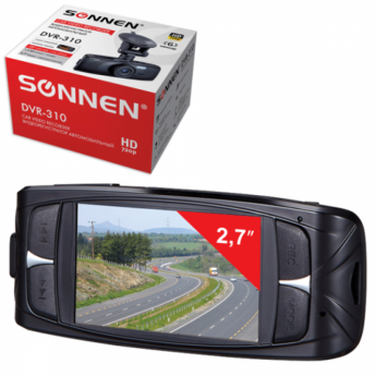 Видеорегистратор автомобильный SONNEN DVR-310, HD, 120°, экран 2,7'', G-сенсор, microSDHC, AV, 35286