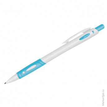 Ручка шариковая автоматическая 'OfficeSpace', синяя, 0,7мм, грип, белый корпус, 24 шт/в уп