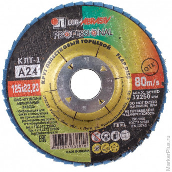 Круг лепестковый торцевой Луга КЛТ 1 125x22.23 Ткань A 24 (уп.10 шт) 7789