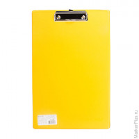 Доска-планшет ОФИСМАГ с верхним прижимом, А4, 23х35 см, картон/ПВХ, желтая, 225989