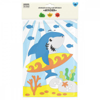 Аппликация из песка и цветной фольги ТРИ СОВЫ 'Акуленок', с раскраской, пакет с европодвесом