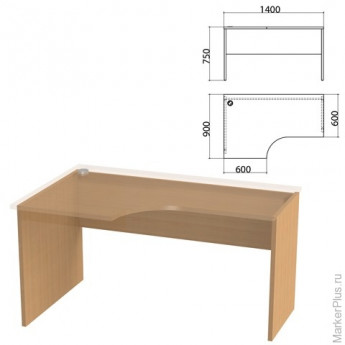 Каркас стола эргономичного "Этюд" (ш1400*г900*в750 мм), левый, бук бавария 55, 401671, ш/к01581