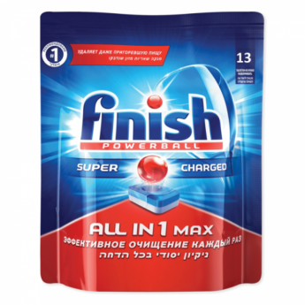 Средство для мытья посуды в посудомоечных машинах 13 шт., FINISH (Финиш) "All in 1", таблетки, 30187