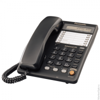 Телефон PANASONIC KX-TS2365RUB, память на 30 номеров, ЖК-дисплей с часами, автодозвон, спикерфон, че