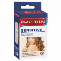 Набор пластырей 20 шт MASTER UNI SENSITIVE, для чувствительной кожи, нетканая основа, ш/к 70187, 0108-003, комплект 20 шт