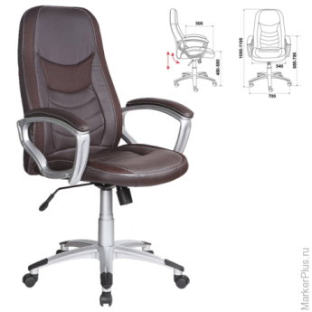 Кресло офисное T-9910/BROWN, кожзам, коричневое, ш/к 64594