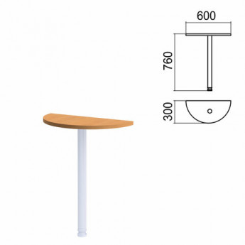 Стол приставной полукруг "Арго" (ш600*г300 мм), БЕЗ ОПОРЫ, груша арозо, А-033, ш/к33139