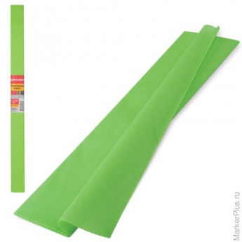 Цветная бумага крепированная BRAUBERG, плотная, растяжение до 45%, 32 г/м2, рулон, светло-зеленая, 50х250 см, 126536