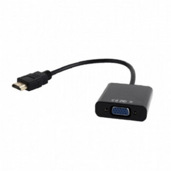 Переходник Cablexpert HDMI-VGA, 19M/15F, провод 15см, AUX+аудиокабель