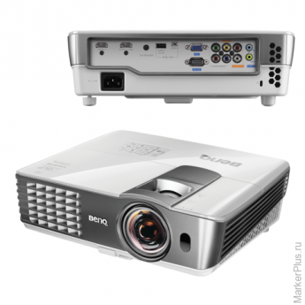 Проектор мультимедийный BENQ W1080ST+, DLP, 1920x1080, 2200 Лм, 10000:1, 3D, VGA, HDMI, короткофокусный