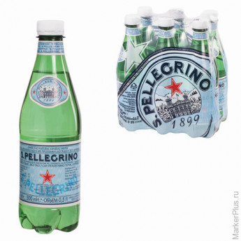 Вода газированная минеральная S.PELLEGRINO (С.Пеллегрино), 0,5 л, пластиковая бутылка